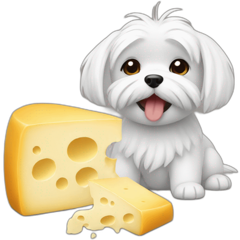 Maltese eating cheese emoji