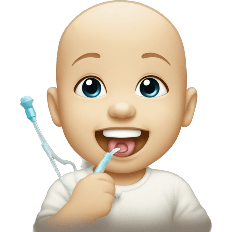 Baby with feeding tube in nose smiling  emoji