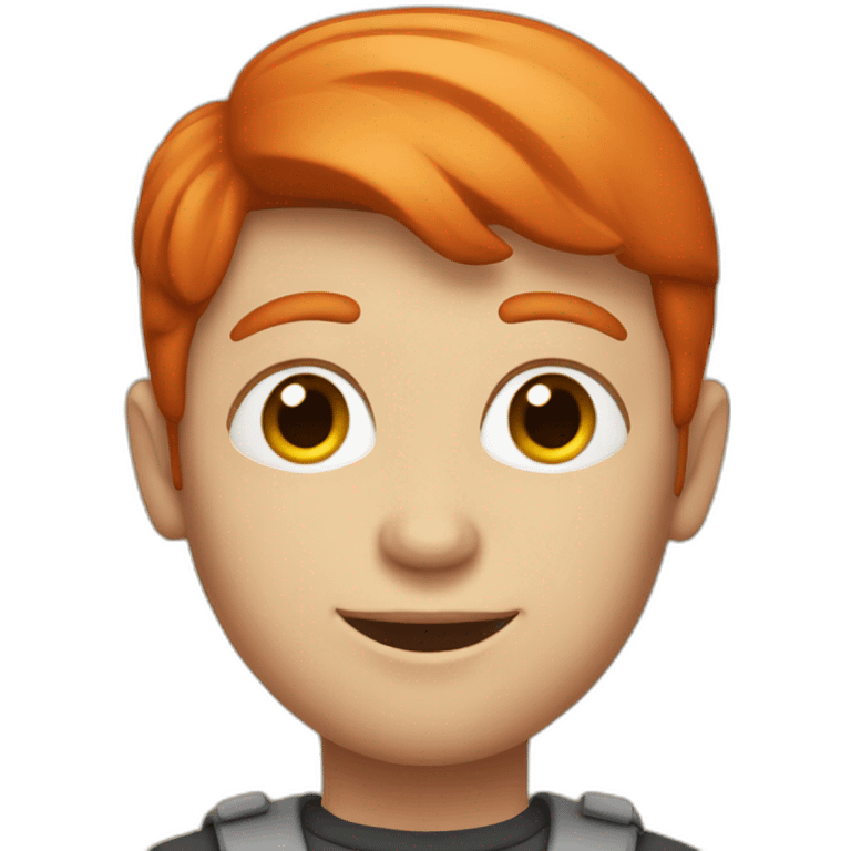 a red head boy with a mac emoji