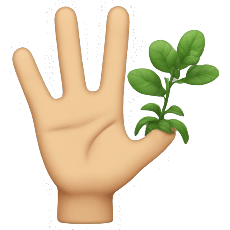 A hand with a finger as a plant emoji