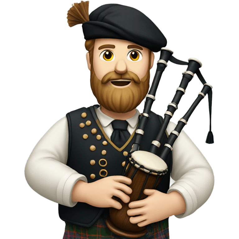 portrait of a bearded man playing the bagpipes emoji