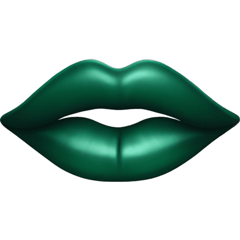 Lips of a dark emerald color in the form of a kiss emoji