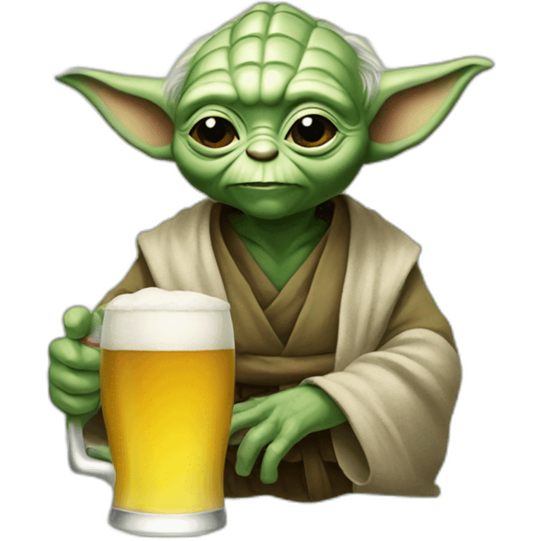 Yoda with a beer emoji