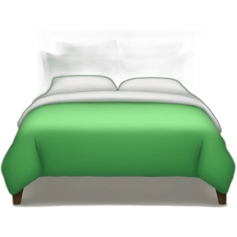 a bed with gree pillow emoji