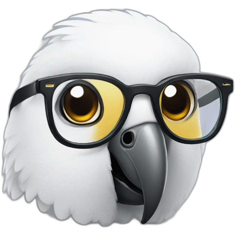 white parrot with glasses emoji