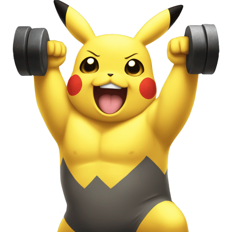 Pikachu cheering a white bodybuilder in training  emoji