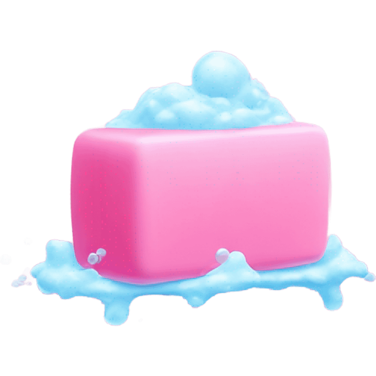 Pink bar of soap with bubbles ascending up emoji