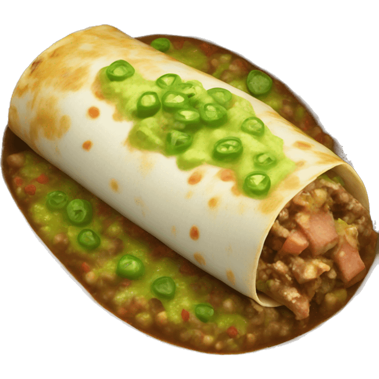 Wet burrito with green salsa emoji