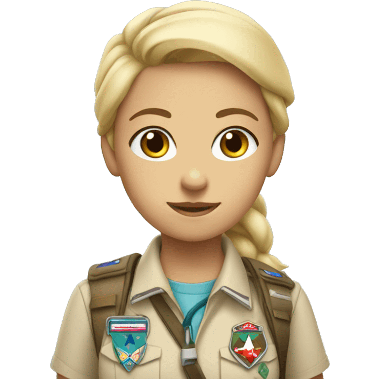 white scout girl with badges emoji