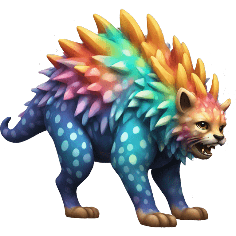 a colorful edgy vernid-fionbri-animal-creature with splash patterns full body emoji