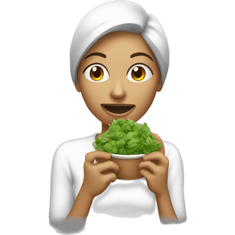 woman eatingreen slop emoji