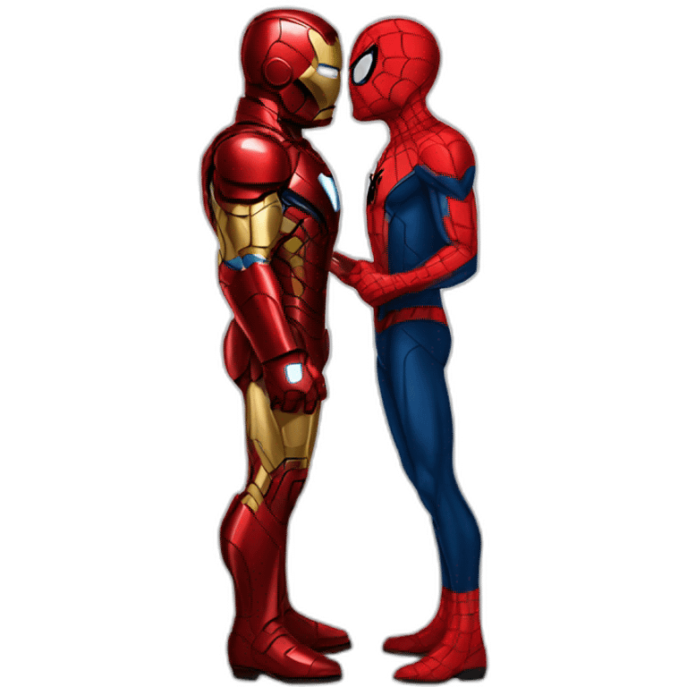 Iron Man kissing spiderman emoji