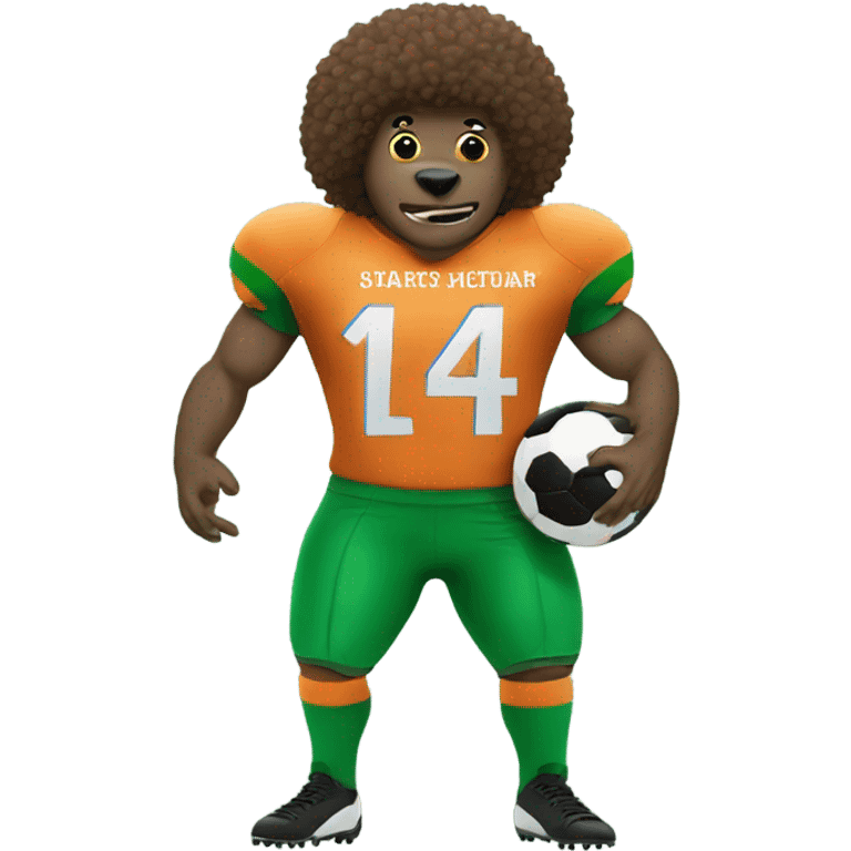 Dinosaur with a Afro in a football kit emoji