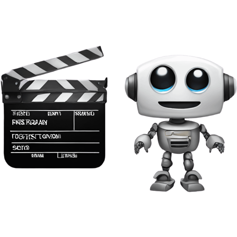 cute robot and a clapboard emoji