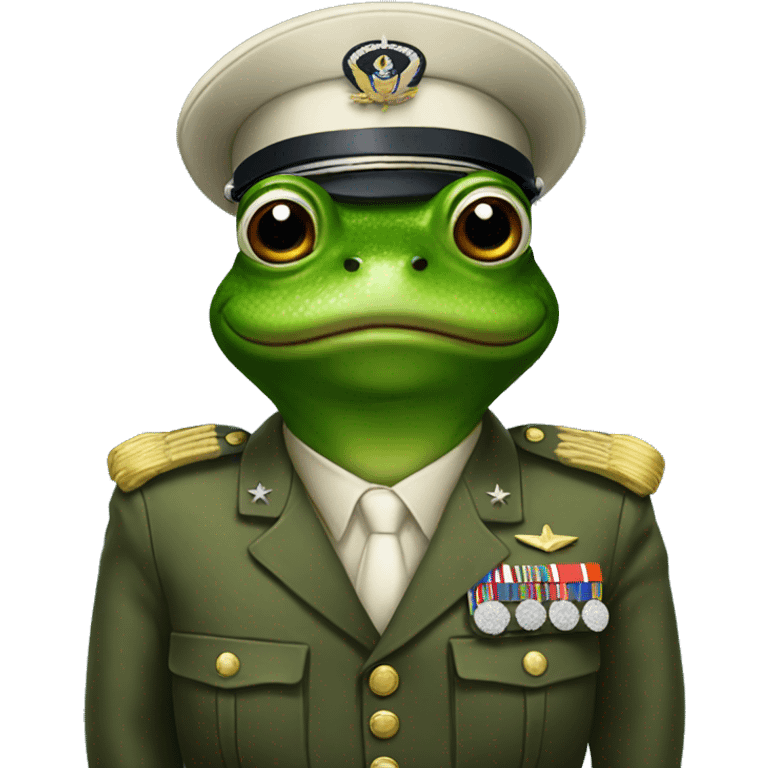 Frog in a military uniform emoji