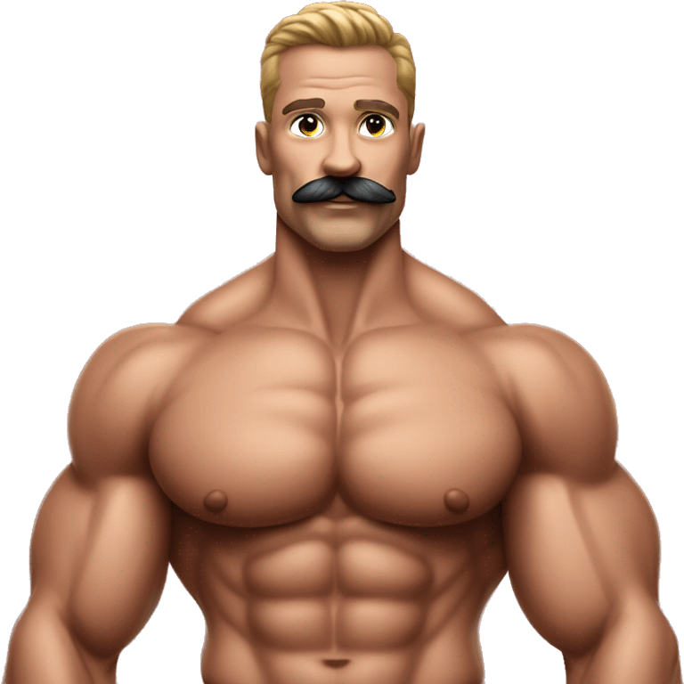 Muscular gay bodybuilder with mustache bikini realistic emoji