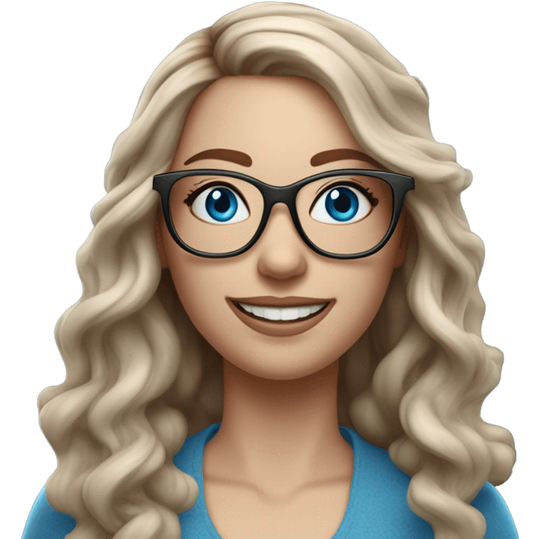 3d photo Realistic Balayage pale beautiful tattooed woman with glasses and blue eyes happy  emoji