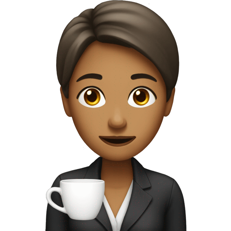 face of 30 years old female working for company 9 to six, who sick of drinking coffee but instead drinking tea when she visits cafe everyday emoji