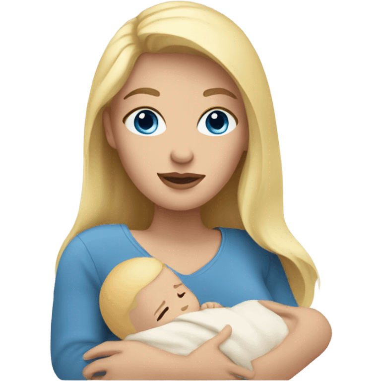 A woman with blonde hair and blue eyes holding a baby  emoji