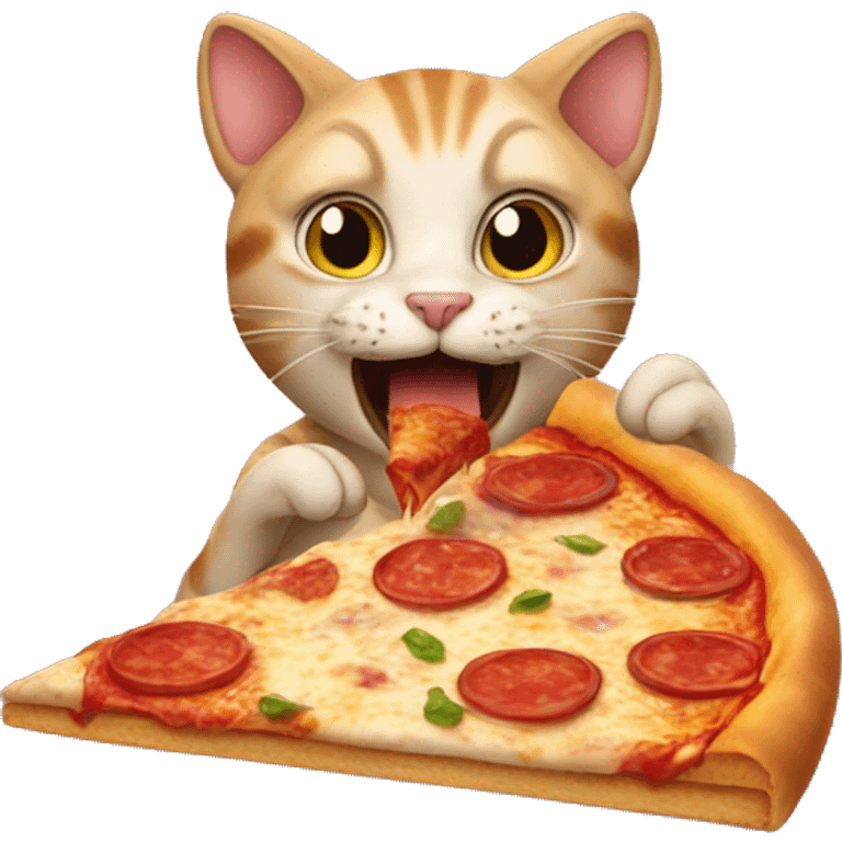 Cat eating pizza emoji