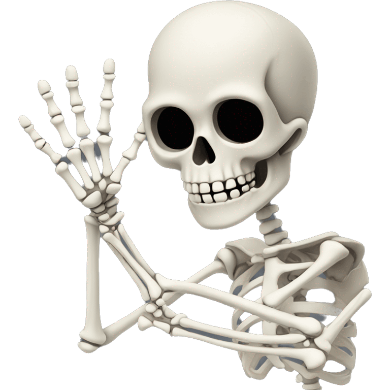 skeleton raising right hand, shown from the shoulders up emoji