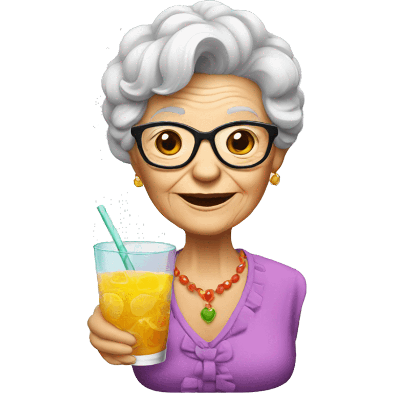 Granny with coctail emoji