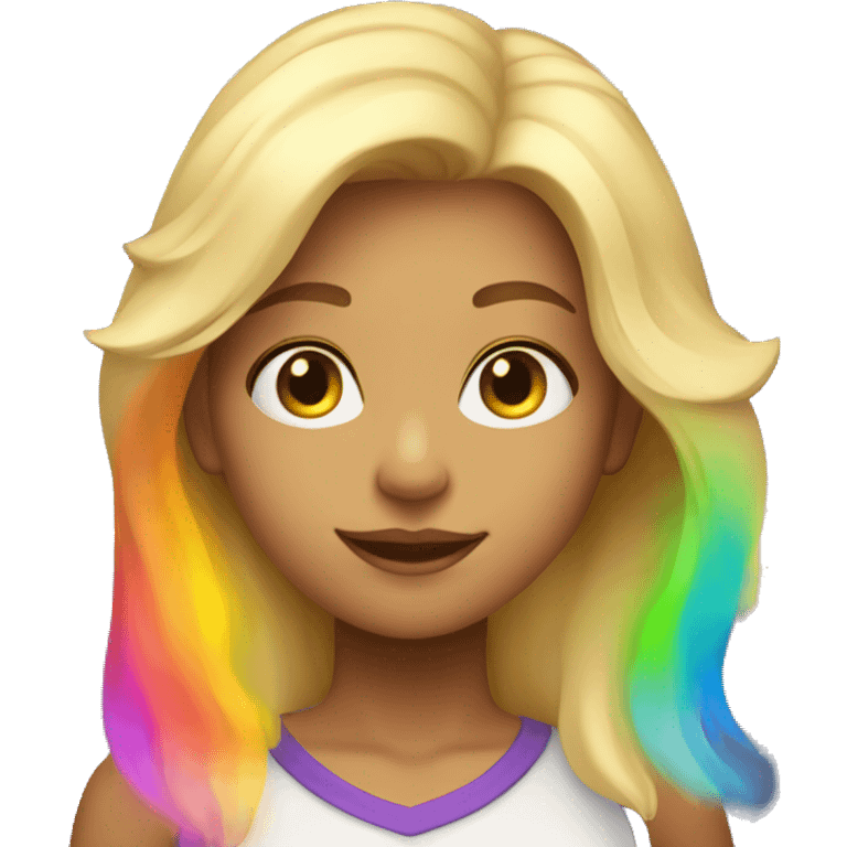 blonde girl with rainbow glow around her emoji