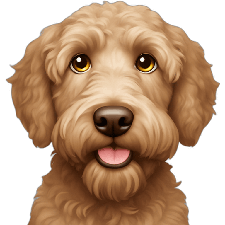 Labradoodle brown apricot straight coat with big ears brown eyes emoji