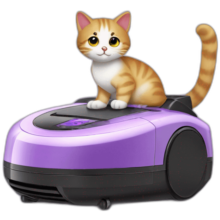 virgo glory-purple cat on a robot vacuum cleaner emoji