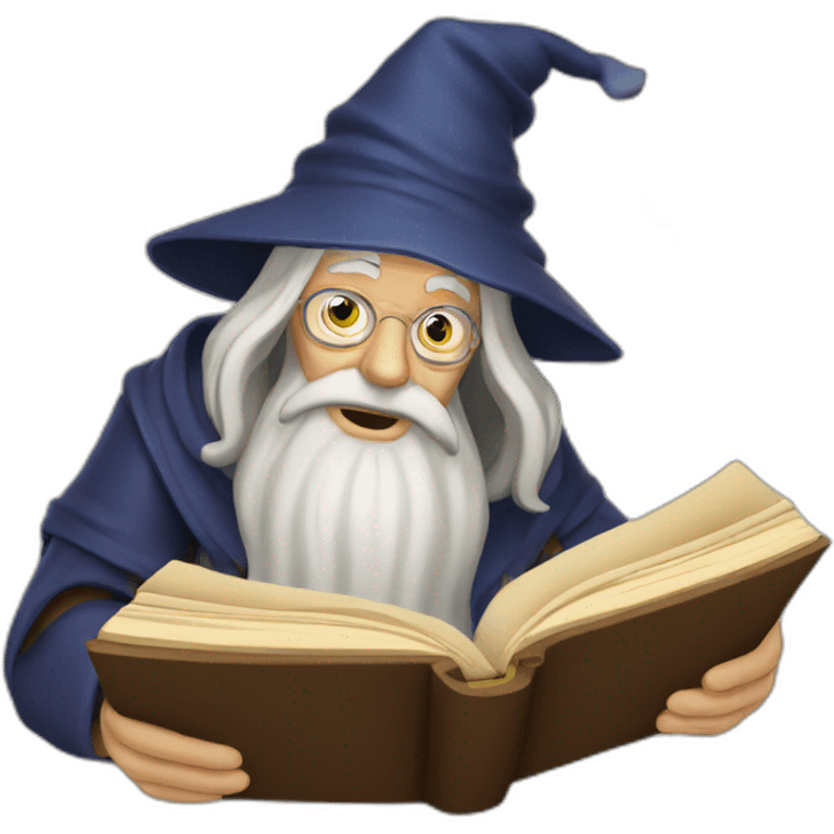 Old wizard reading emoji