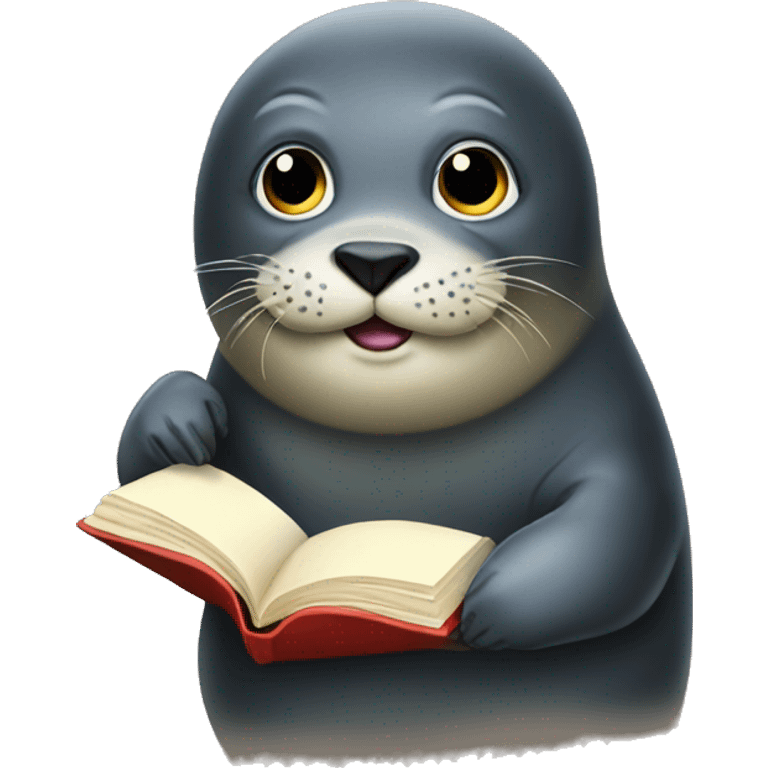 Seal holding a book emoji