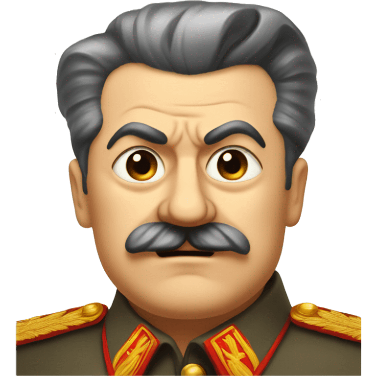 Stalin looking cross-eyed, blushing while squinging slightly emoji