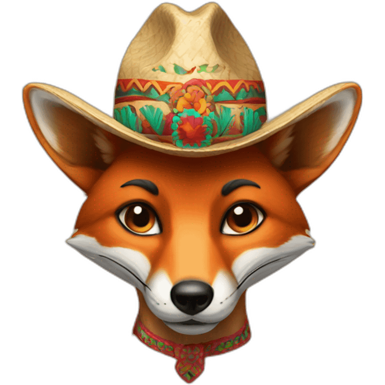 a fox with a Mexican mustache and a hat emoji