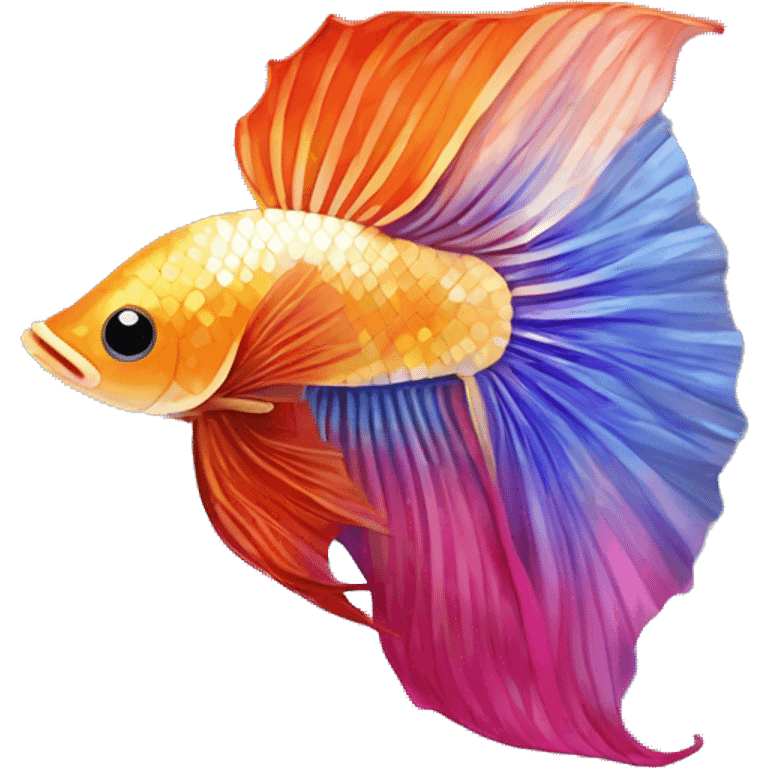 Mosaic colorful beautiful long flared fins betta fish emoji