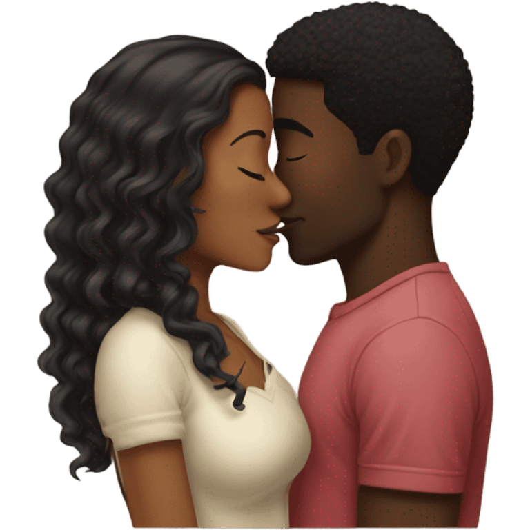 Interracial couple BWWM kissing  emoji