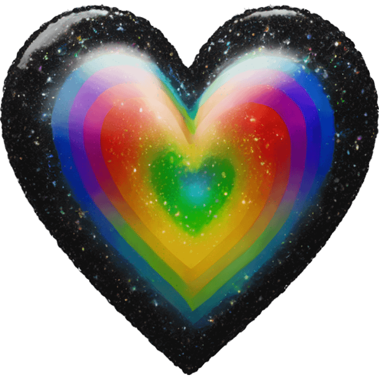 Black 3D rainbow sparkly heart emoji