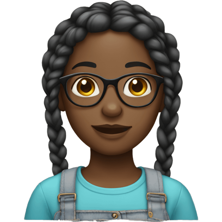 A black girl with braids and braces with glasses  emoji