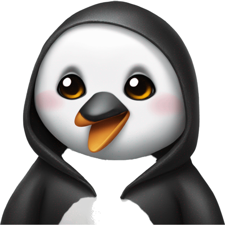 A very cute penguin with a panda hoodie emoji