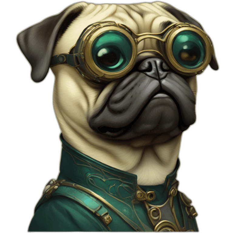 A cyberpunk pug in Art Nouveau style during 1910 emoji