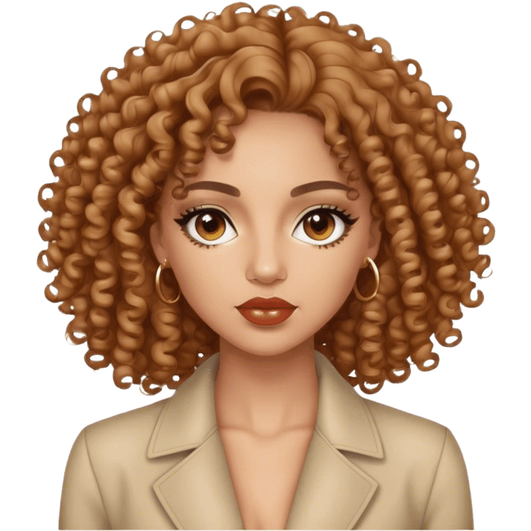 Light skin woman with curly hair and brown eyes wearing dior emoji