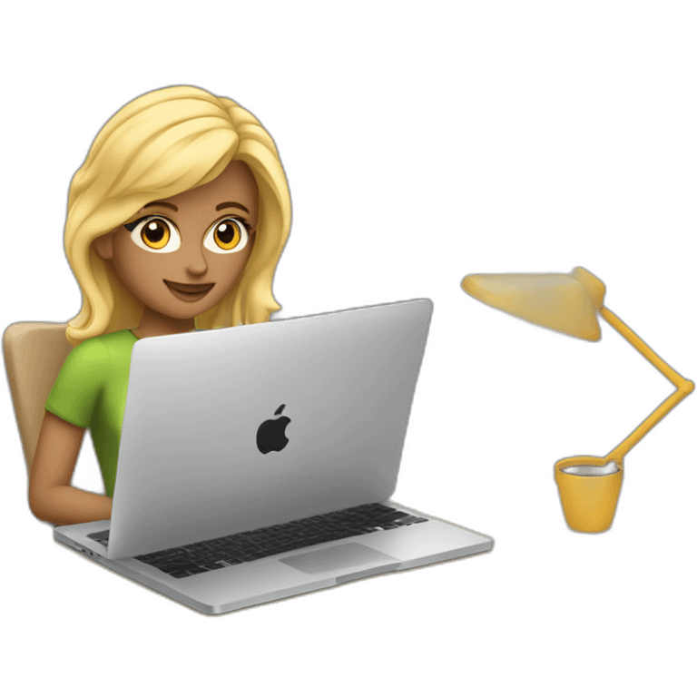 blonde female software engineer with Macbook on the side emoji