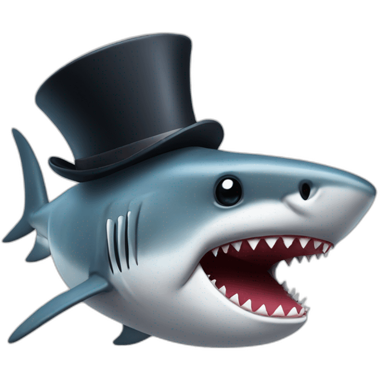 Shark with a top hat emoji