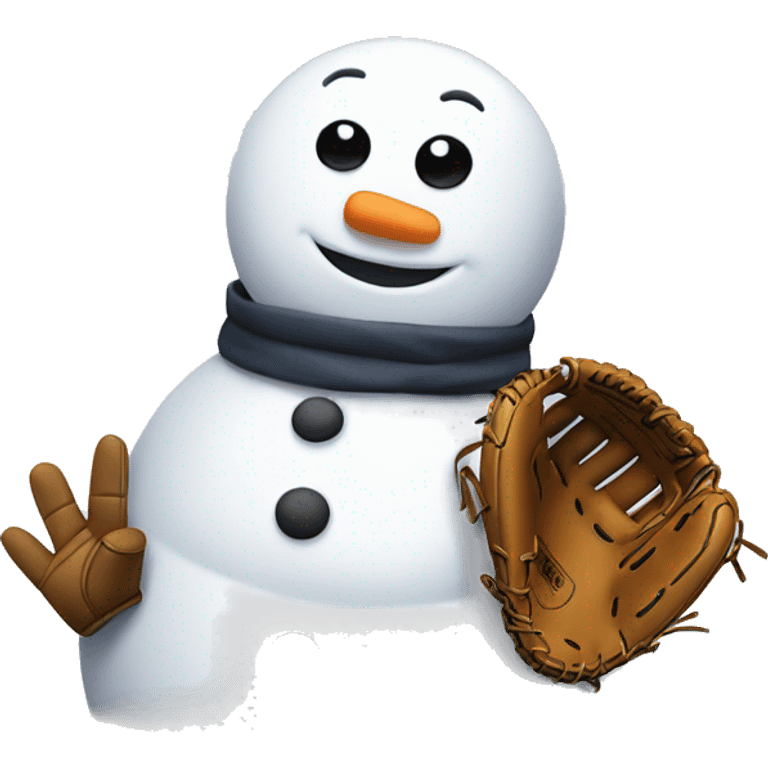 snowman with a baseball glove in left hand emoji