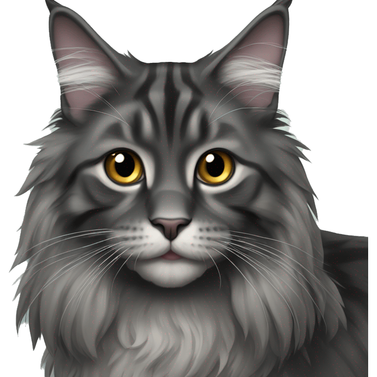 black grey  maine coon cat emoji