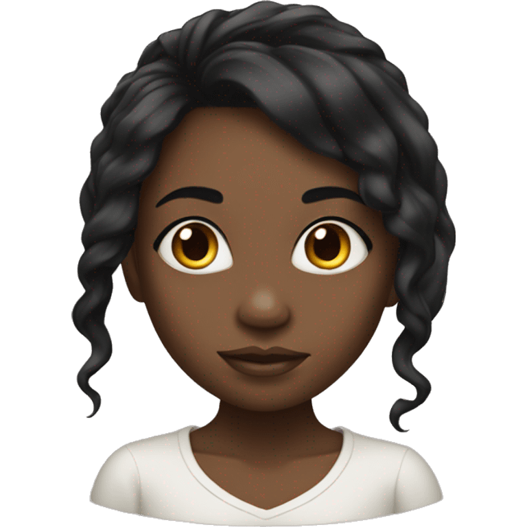 A black girl with long eyelashes and long black hair emoji