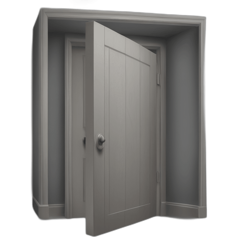 one open door wood color gray style perpective emoji