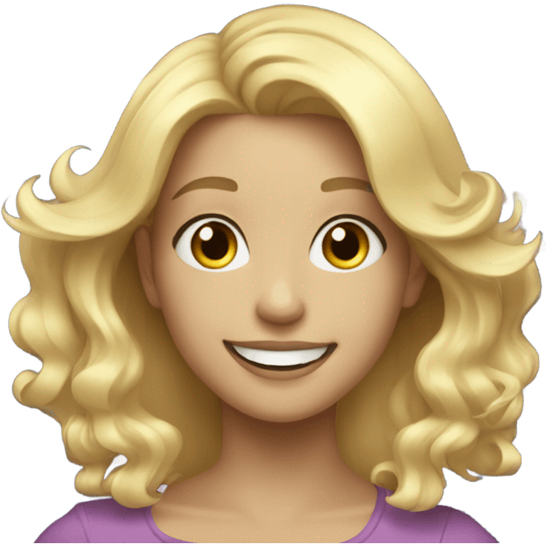 smiling girls with blonde hair and new years emoji