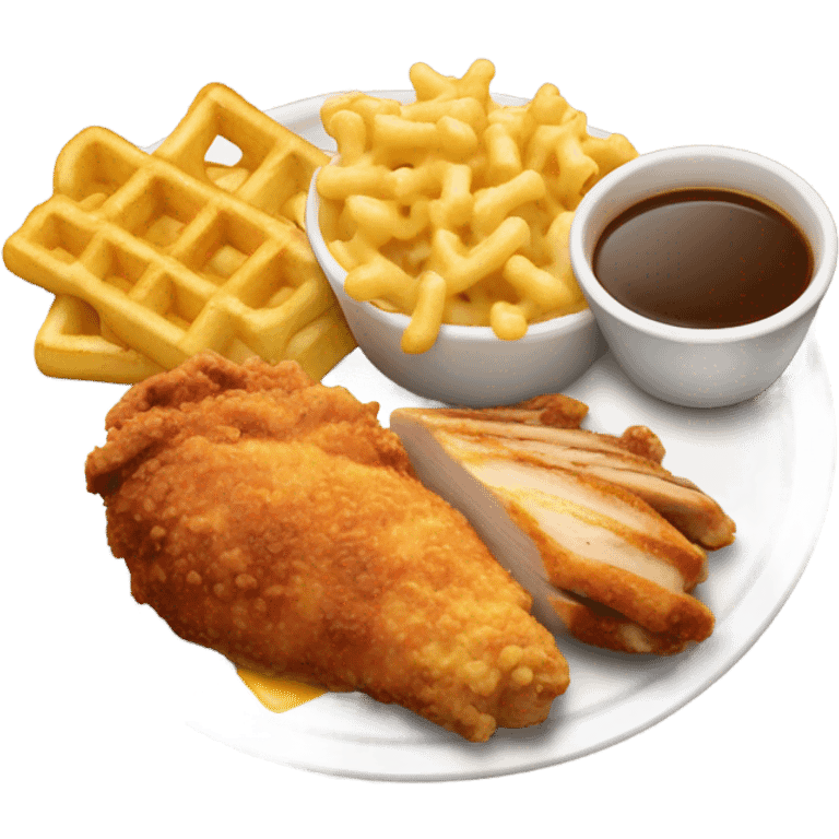 A Chick-fil-A meal with grilled chicken, mac & cheese, and waffle fries emoji