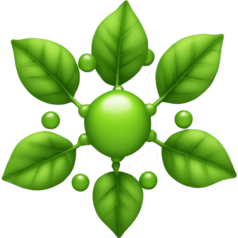 Molecule made of leaves and atoms emoji