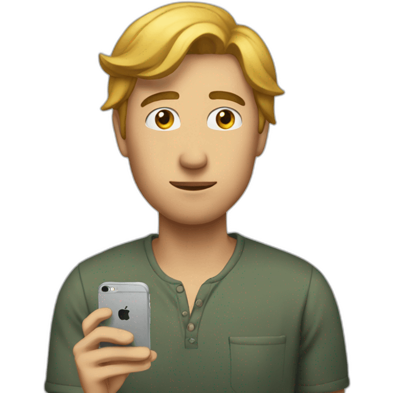 man looking at iphone 15 emoji